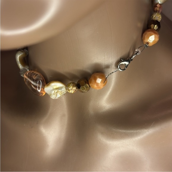 Brown and Gold Beaded Necklace - Picture 2 of 3